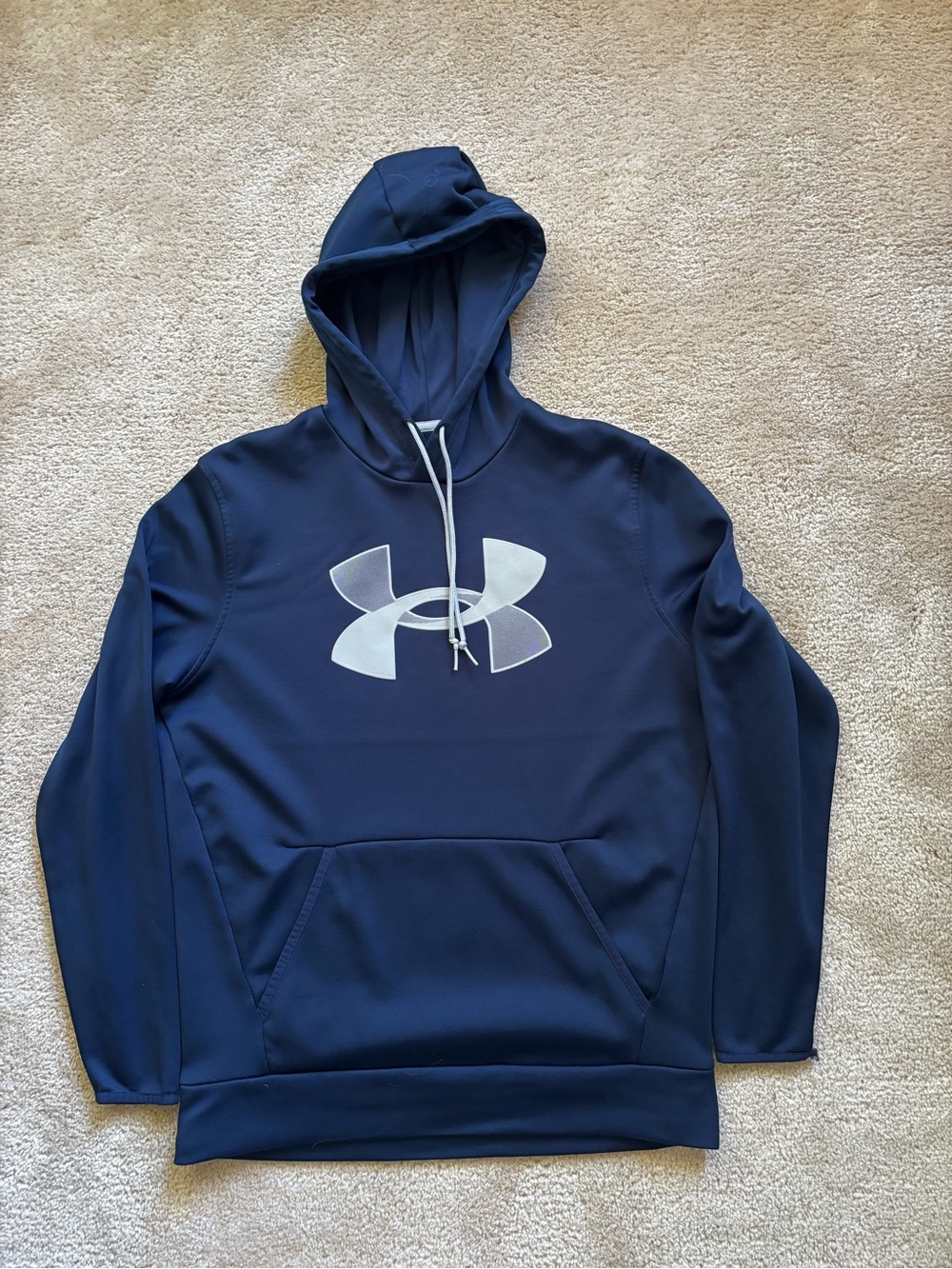 Under Armour Men's Navy Blue Pullover Hoodie with Large Logo